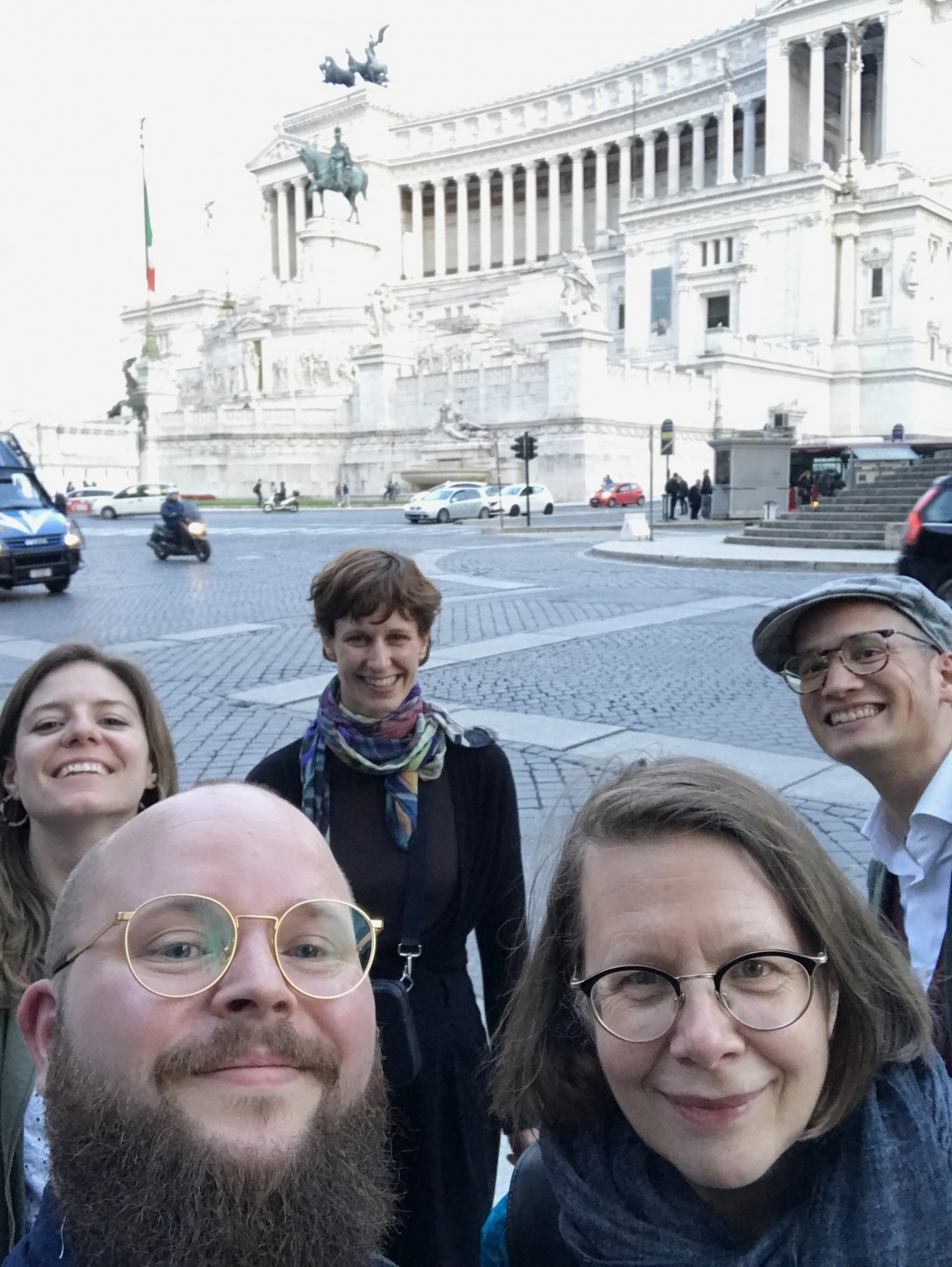 In Rome with postdoctoral researchers Michèle Seehafer, Ivo Raband, Jennifer Rabe, and Steffen Zierholz (May 2019).